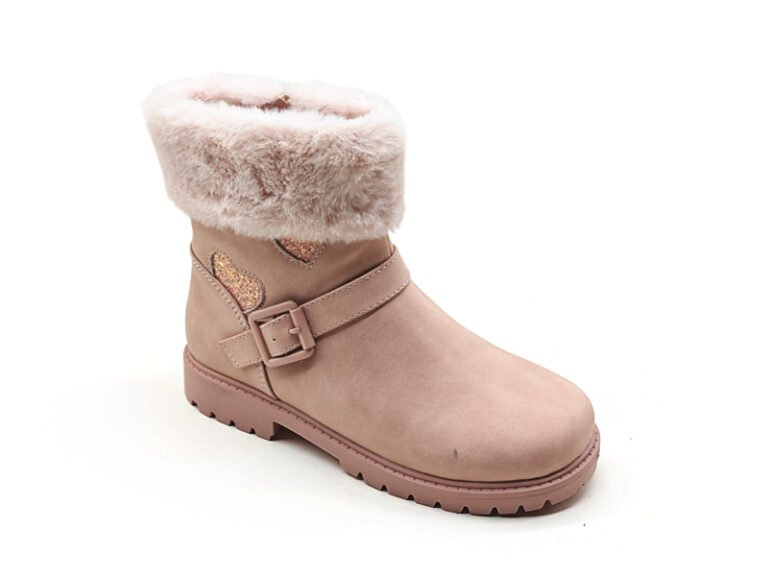 Pink Fur Cuff Kids Winter Boots