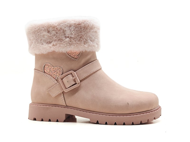 Pink Fur Cuff Kids Winter Boots