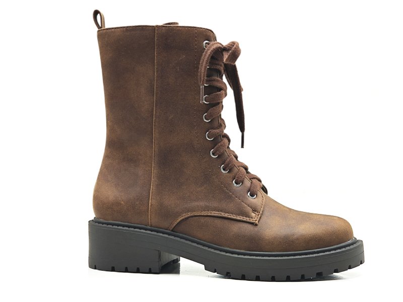 Vintage Lug Sole Mid Height Biker Boots