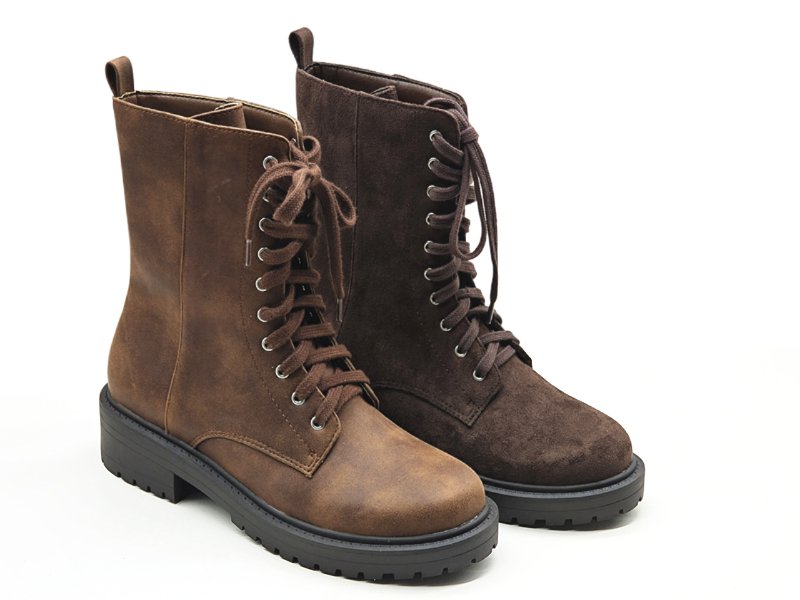 Vintage Lug Sole Mid Height Biker Boots