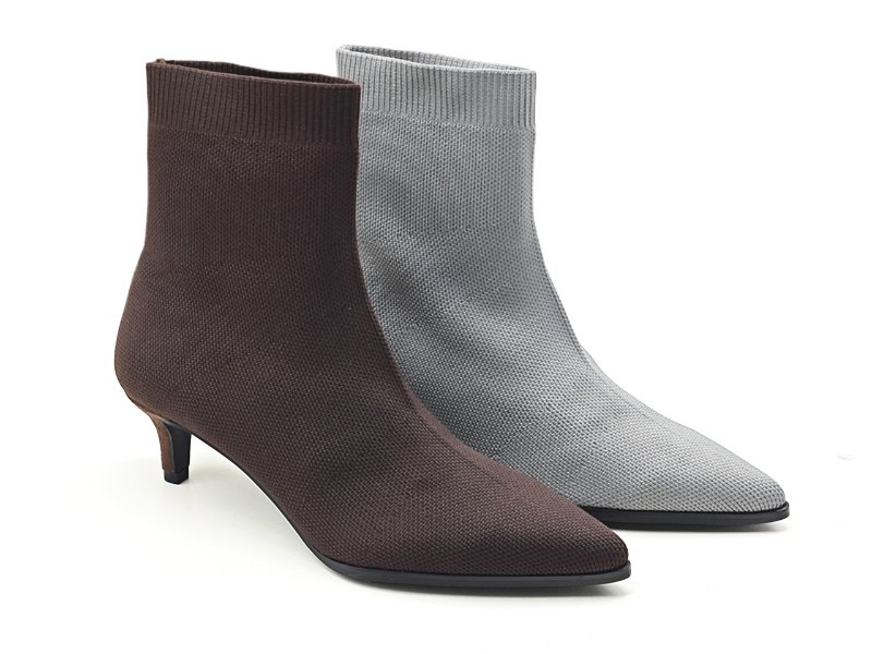 Stretch Fabric Slim Fit Kitten Heel Booties