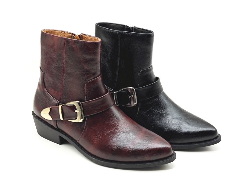 Buckle Strap Western Ankle Boots