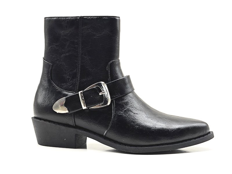Buckle Strap Western Ankle Boots