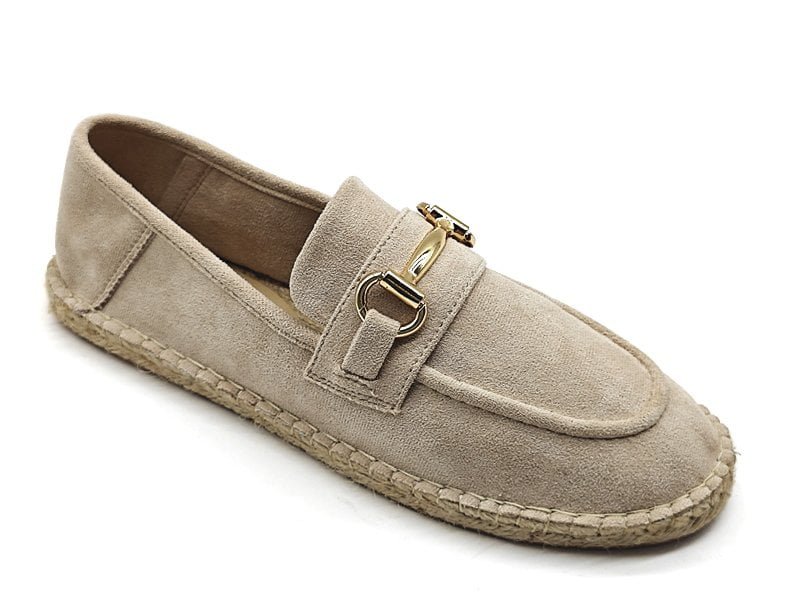Suede Horsebit Jute Sole Loafers