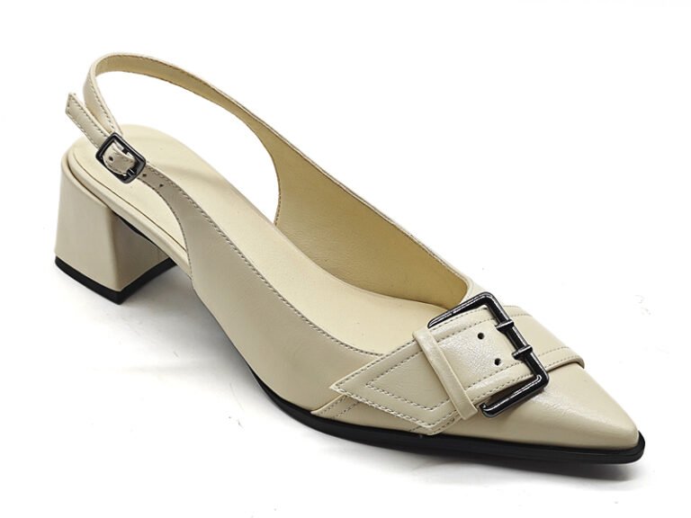 Square Buckle Back Strap Mid Heel Pumps