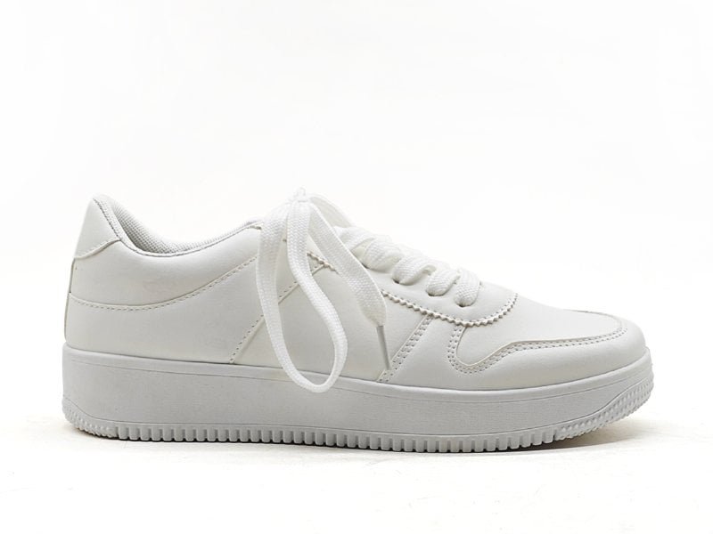 Classic White Lace-Up Platform Sneakers