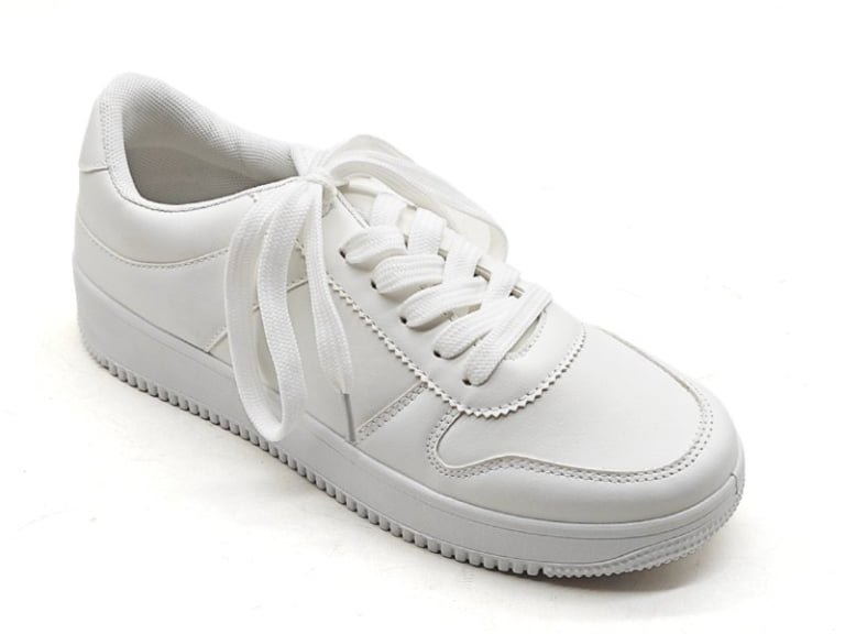 Classic White Lace-Up Platform Sneakers