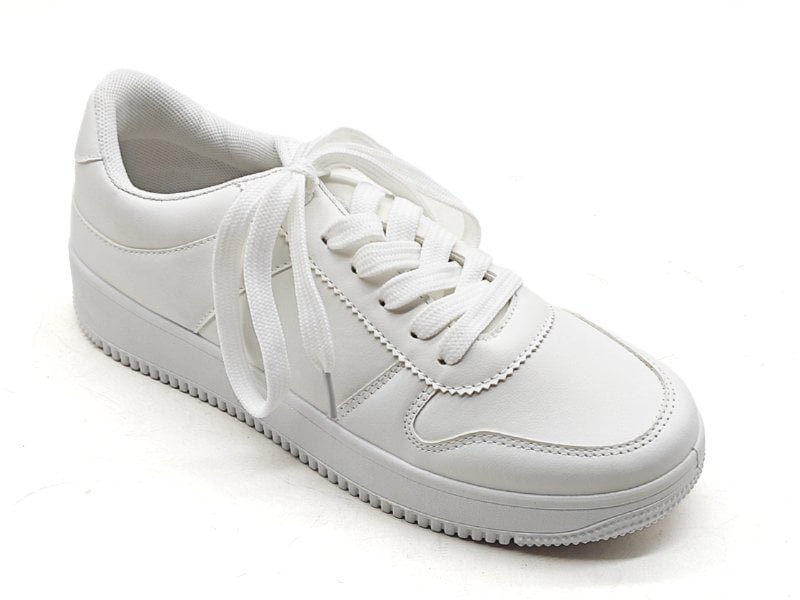 Classic White Lace-Up Platform Sneakers