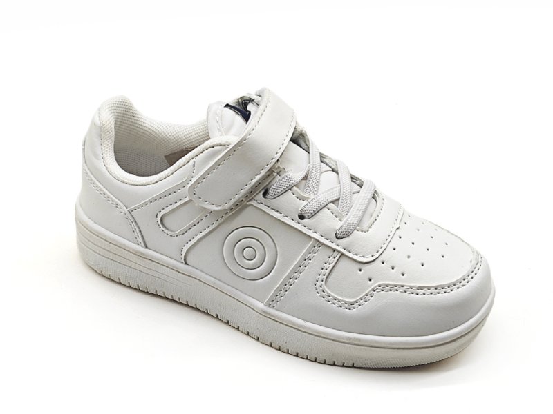 White Embossed Kids Sneakers