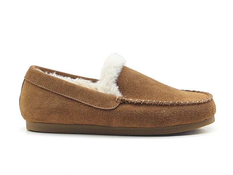 Fur Lined Kids Moccasin Slippers