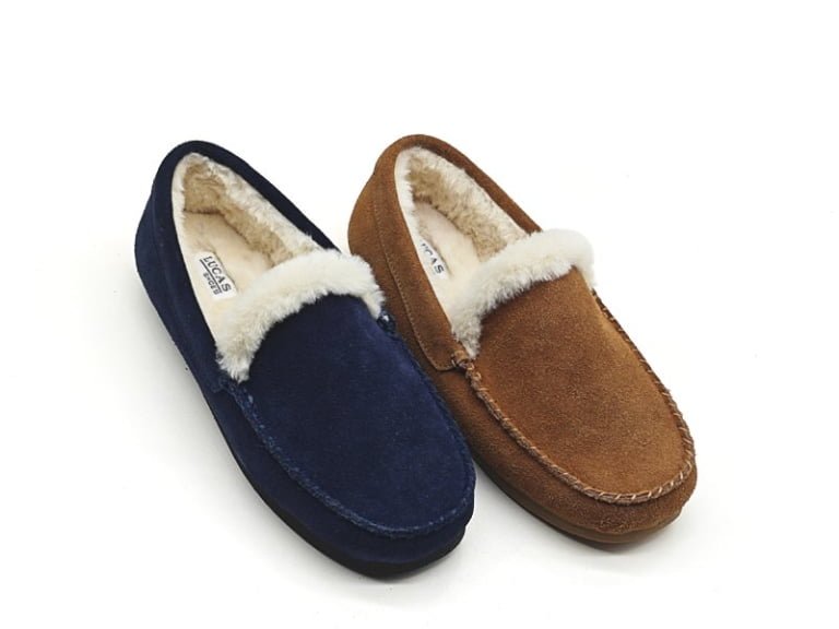 Fur Lined Kids Moccasin Slippers