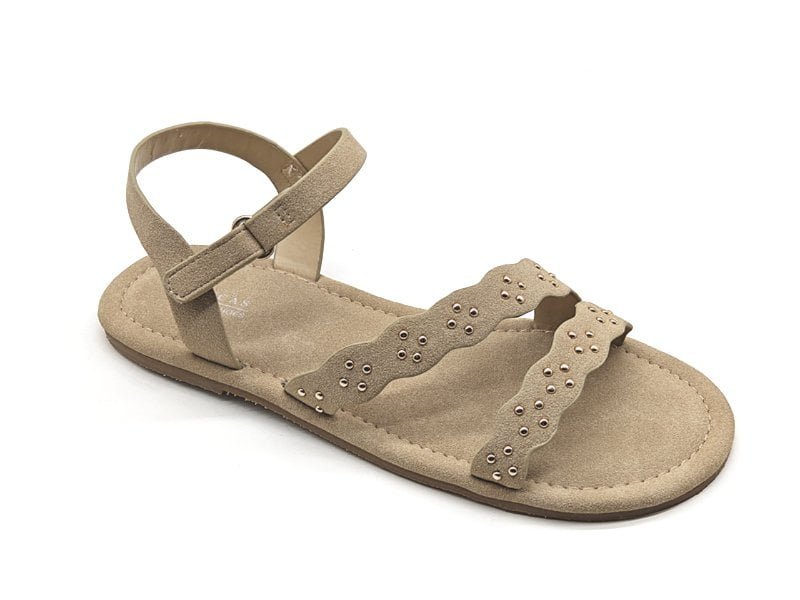 Scalloped Studded Ankle Strap Sandals