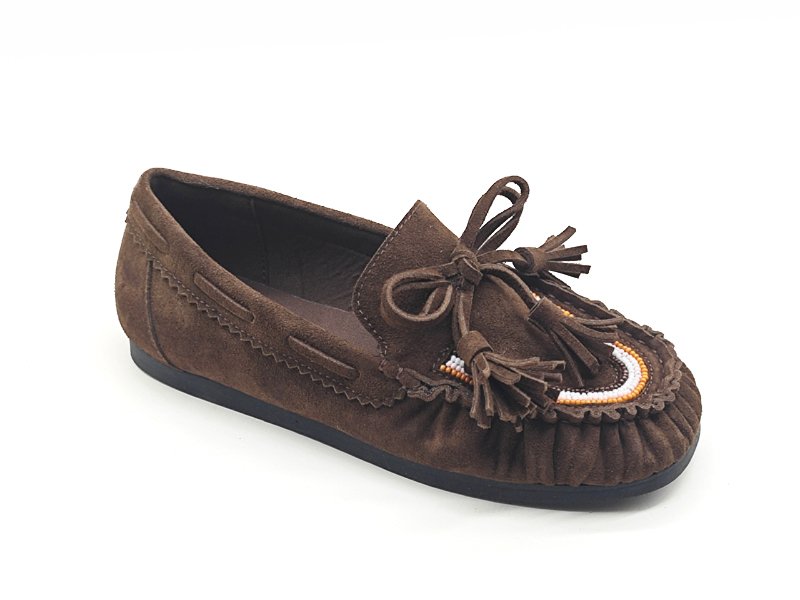 Embroidered Fringe Kids Moccasins