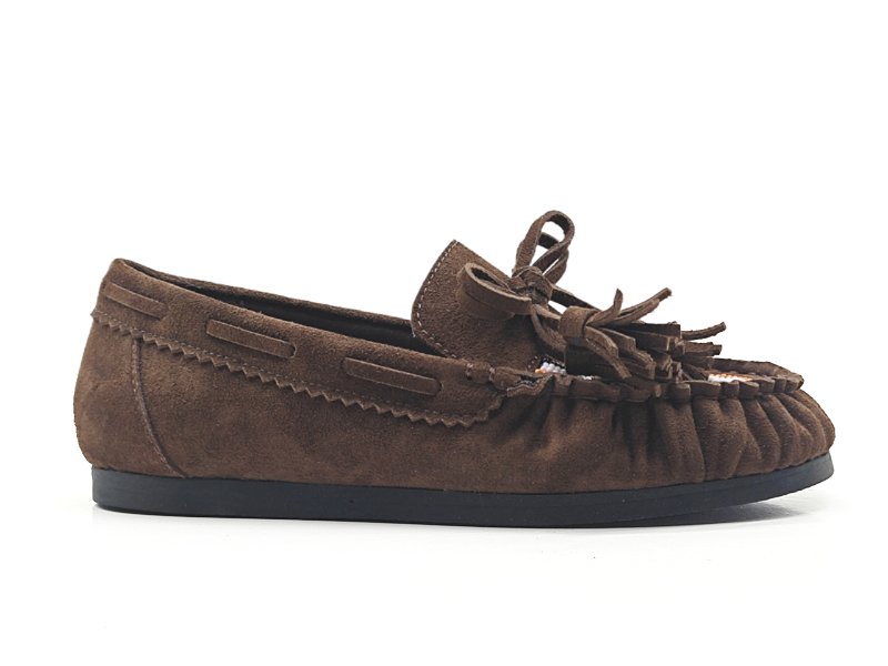 Embroidered Fringe Kids Moccasins