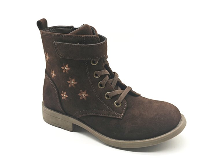 Star Embroidered Kids Combat Boots