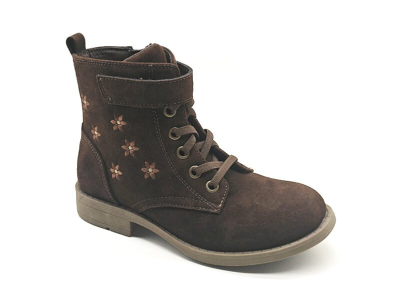 Star Embroidered Kids Combat Boots