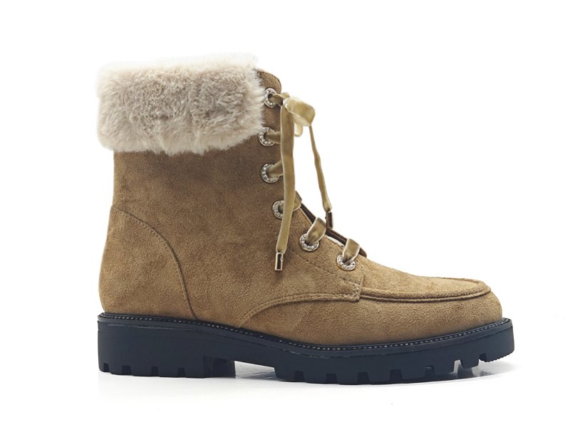 Suede Warm Lined Lug Sole Ankle Boots