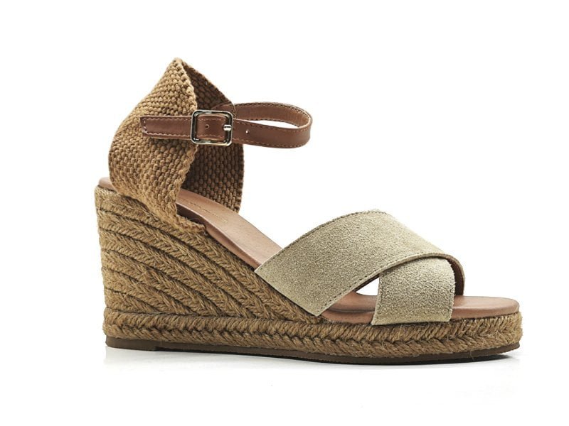 Suede Crisscross Wedge Sandals