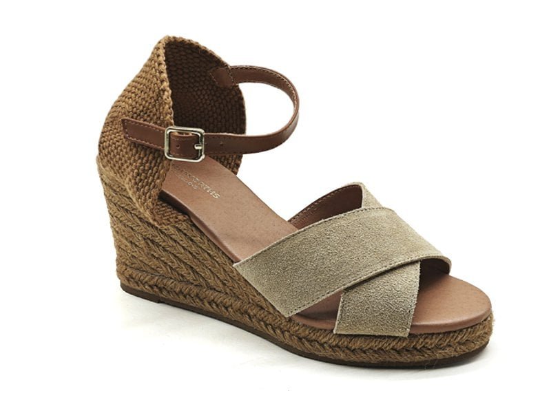Suede Crisscross Wedge Sandals