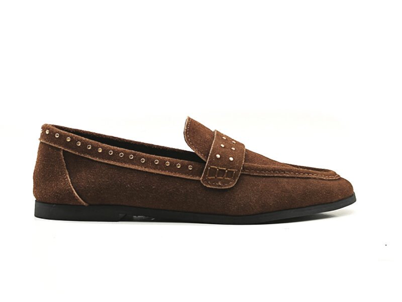 Studded Suede Penny Loafers