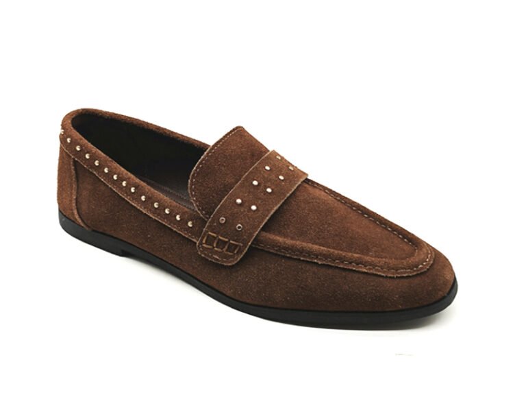 Studded Suede Penny Loafers