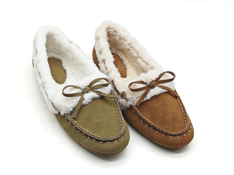 Winter Warm Fur Collar Bow Loafers