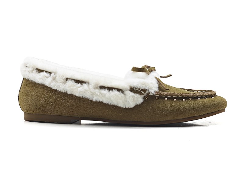 Winter Warm Fur Collar Bow Loafers