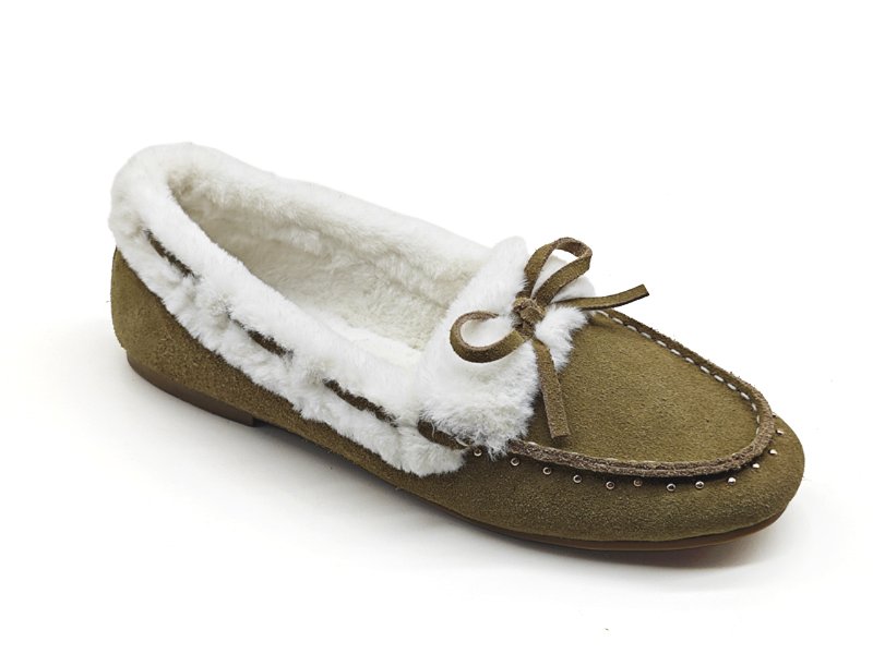 Winter Warm Fur Collar Bow Loafers
