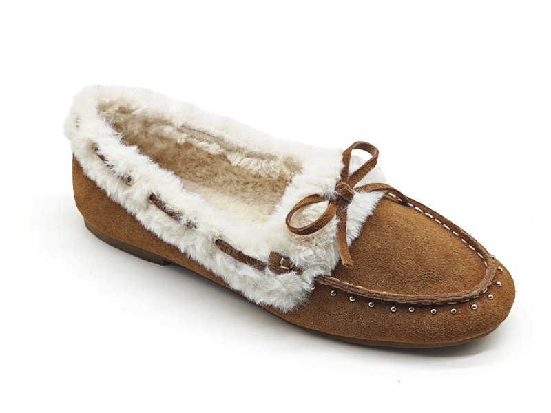Winter Warm Fur Collar Bow Loafers
