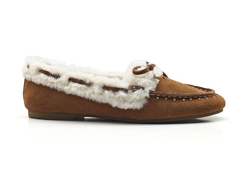 Winter Warm Fur Collar Bow Loafers
