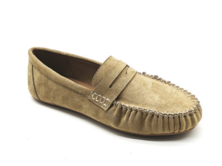 Stitched Penny Suede Moccasins