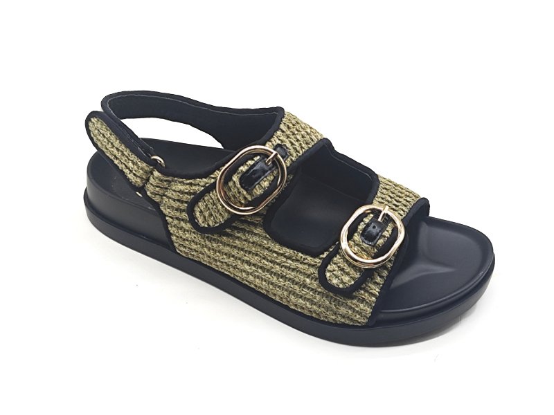 Woven Double Buckle Platform Sandals