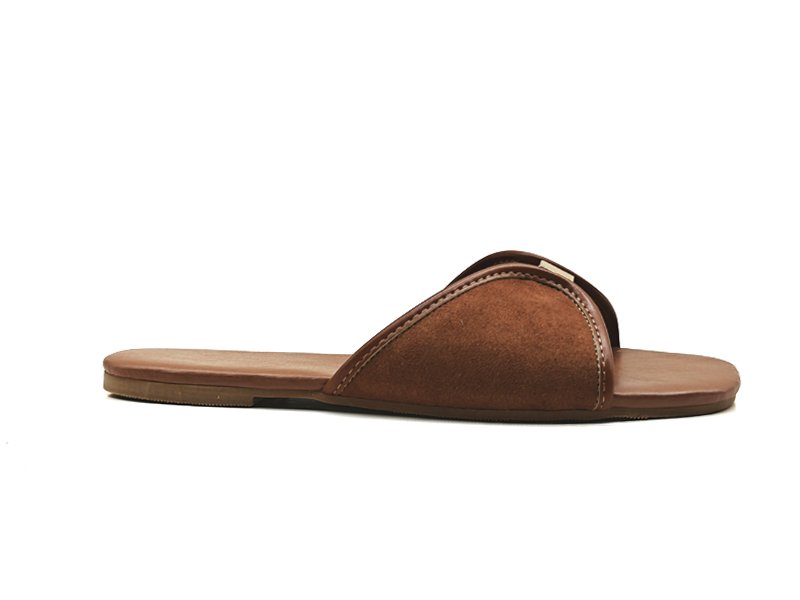 Women Contrast Strap Flat Slides