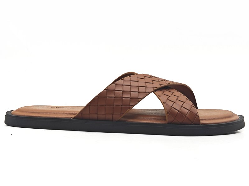 Woven Cross Strap Slide Sandals