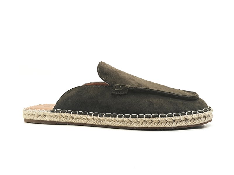 Suede Loafer Espadrille Mules