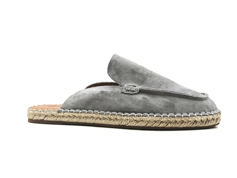 Suede Loafer Espadrille Mules