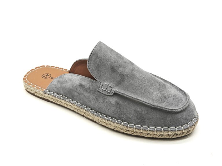 Suede Loafer Espadrille Mules